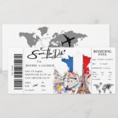Paris instapass Save the Date ticket Kaart (Voorkant / Achterkant)