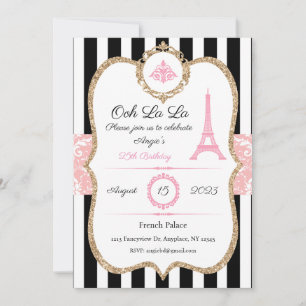 Paris Invitation, Custom, Birthday, Bridal, Baby Kaart