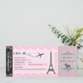 Paris Invitation, Paris Theme Invitation, Birthday Kaart (Staand voorkant)