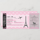 Paris Invitation, Paris Theme Invitation, Birthday Kaart (Voorkant / Achterkant)