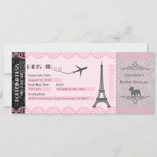 Paris Invitation, Paris Theme Invitation, Birthday Kaart (Voorkant)