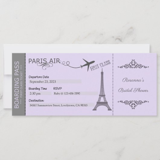 Paris Invitation, Paris Theme Party, Birthday Kaart (Voorkant)