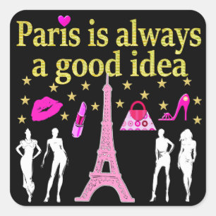 PARIS IS ALTIJD EEN GOED IDEE VIERKANTE STICKER