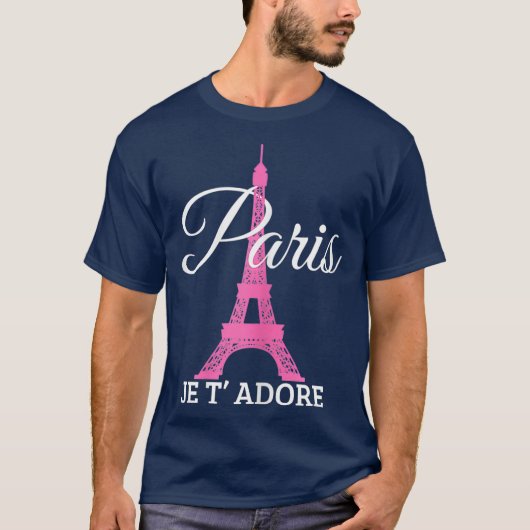 Paris Je Tadore France Pink Eiffel Tower Gift T-shirt (Voorkant)