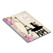 Paris Je Taime Cat and Eiffel Tower Notebook Notitieboek (Rechterzijde)