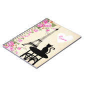 Paris Je Taime Cat and Eiffel Tower Notebook Notitieboek (Linkerzijde)