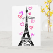 PARIS JE T'AIME EIFFEL EN PINK HEARTS KAART (Gele Bloem)