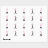 PARIS JE T'AIME EIFFEL EN PINK HEARTS RONDE STICKER (Vel)