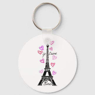 PARIS JE T'AIME EIFFEL EN PINK HEARTS SLEUTELHANGER