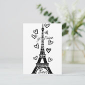 PARIS JE T'AIME EIFFEL TOWER EN HEARTS PRINT BRIEFKAART (Staand voorkant)