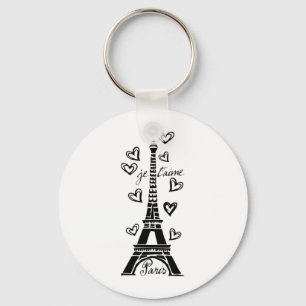 PARIS JE T'AIME EIFFEL TOWER EN HEARTS PRINT SLEUTELHANGER