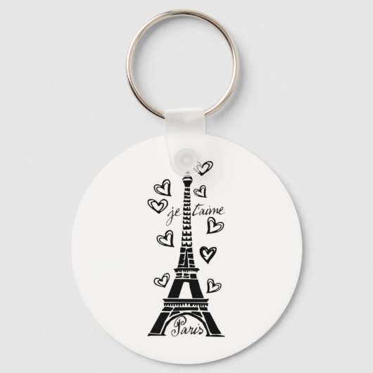 PARIS JE T'AIME EIFFEL TOWER EN HEARTS PRINT SLEUTELHANGER (Voorkant)