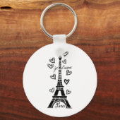 PARIS JE T'AIME EIFFEL TOWER EN HEARTS PRINT SLEUTELHANGER (Voorkant)