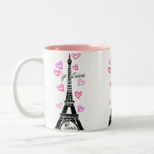 PARIS JE T'AIME EIFFEL TOWER EN HEARTS PRINT TWEEKLEURIGE KOFFIEMOK (Links)