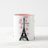 PARIS JE T'AIME EIFFEL TOWER EN HEARTS PRINT TWEEKLEURIGE KOFFIEMOK (Center)