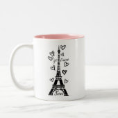 PARIS JE T'AIME EIFFEL TOWER EN HEARTS PRINT TWEEKLEURIGE KOFFIEMOK (Links)