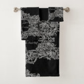 Paris Je Taime Eiffel Tower Scroll Print Bad Handdoek (Insitu)