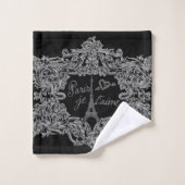 Paris Je Taime Eiffel Tower Scroll Print Bad Handdoek (Wasdoekje)