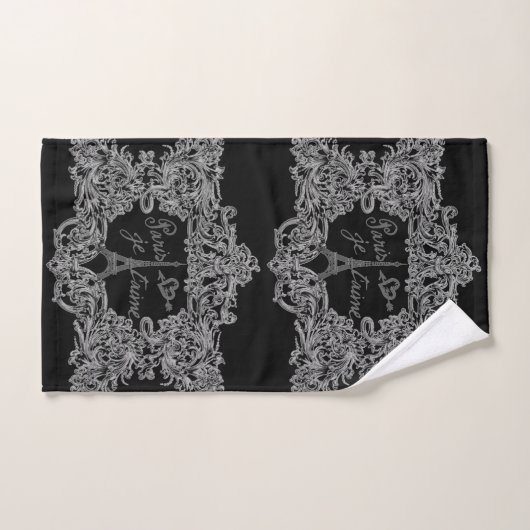 Paris Je Taime Eiffel Tower Scroll Print Bad Handdoek (Handdoek)