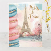 Paris, Je T'aime - Eiffeltoren met Macarons Kaart (Gele Bloem)