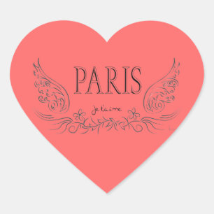 PARIS Je t'aime (ik hou van je) Hart Sticker