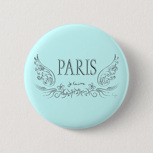 PARIS Je t'aime (ik hou van je) Ronde Button 5,7 Cm (Voorkant)