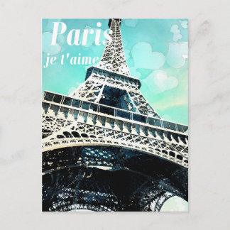 "Paris je t'aime" Retro Eiffel Tower Post Card Briefkaart