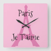 Paris Je t'aime Vierkante Klok (Voorkant)
