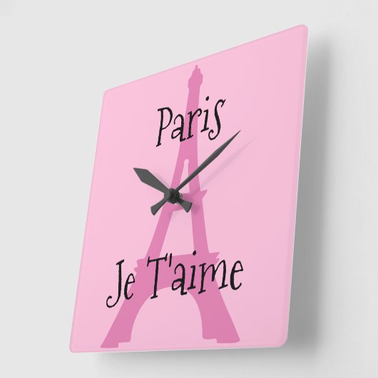 Paris Je t'aime Vierkante Klok (Hoek)