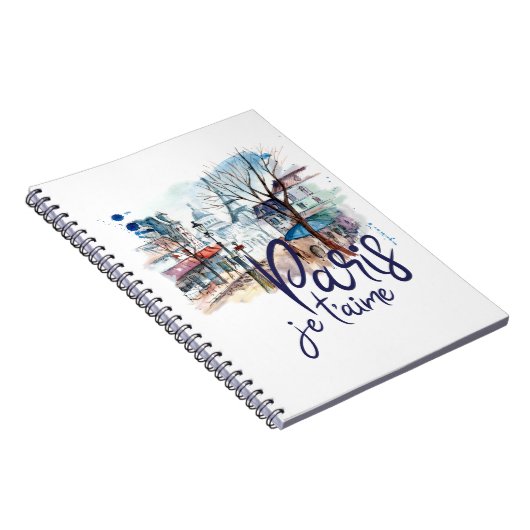 Paris Je t'aime Waterverf Calligraphy France Art Notitieboek (Rechterzijde)
