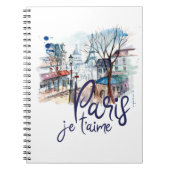 Paris Je t'aime Waterverf Calligraphy France Art Notitieboek (Voorkant)