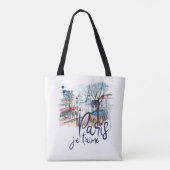 Paris Je t'aime Waterverf Calligraphy France Art Tote Bag (Achterkant)