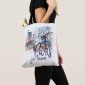 Paris Je t'aime Waterverf Calligraphy France Art Tote Bag (Dichtbij)