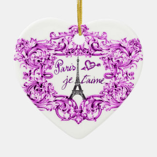 PARIS JET'AIME BAROQUE FRAMED EIFFEL EN HEART KERAMISCH ORNAMENT