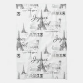 Paris Joyeux Noel B&W kerst keukenhanddoeken (Verticaal)