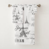 Paris Joyeux Noel B&W kerstkeukenset Bad Handdoek (Insitu)