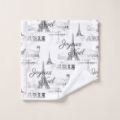 Paris Joyeux Noel B&W kerstkeukenset Bad Handdoek (Wasdoekje)