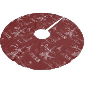 Paris Joyeux Noel Dark Red kerstboomrok Kerstboom Rok (Gekanteld)