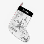 Paris Joyeux Noel gepersonaliseerde kerstkous Kleine Kerstsok (Voorkant (Hangend))