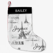 Paris Joyeux Noel gepersonaliseerde kerstkous Kleine Kerstsok (Voorkant)