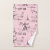 Paris Joyeux Noel Kerst Roze Badhanddoek Set Bad Handdoek (Handdoek)