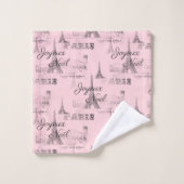 Paris Joyeux Noel Kerst Roze Badhanddoek Set Bad Handdoek (Wasdoekje)