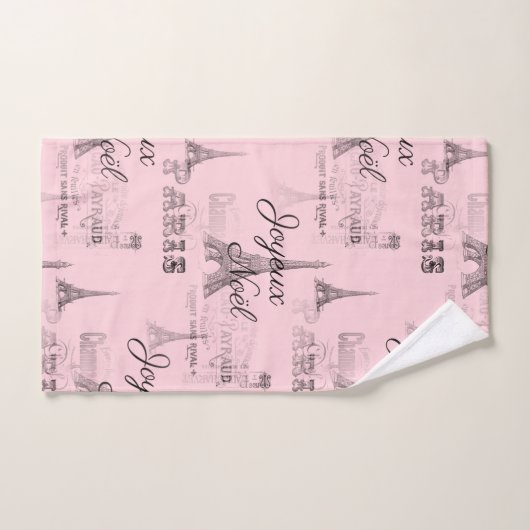 Paris Joyeux Noel Kerst Roze Badhanddoek Set Bad Handdoek (Handdoek)