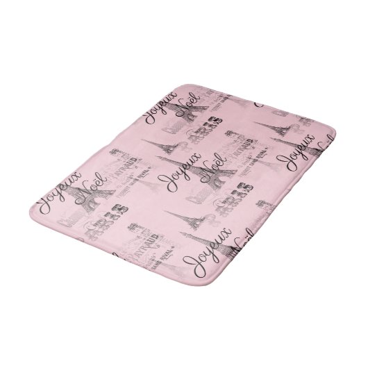 Paris Joyeux Noel Kerst Zwart en Roze Badmat (Gekanteld)