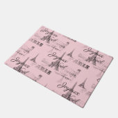 Paris Joyeux Noel Kerst Zwart en Roze Deurmat (Schuin)