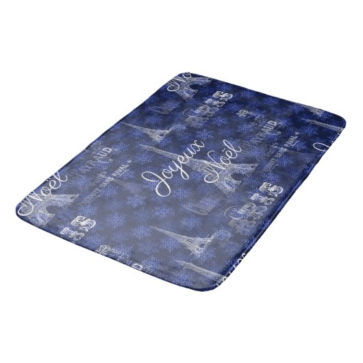 Paris Joyeux Noel Kerstblauw Bathmat Badmat (Gekanteld)