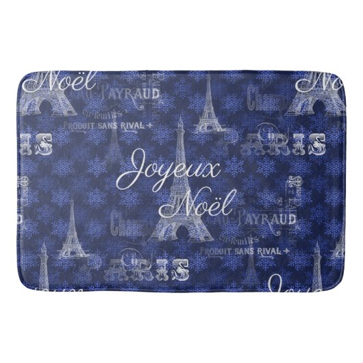 Paris Joyeux Noel Kerstblauw Bathmat Badmat (Voorkant)