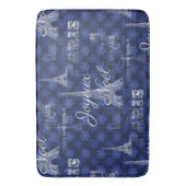 Paris Joyeux Noel Kerstblauw Bathmat Badmat (Voorkant Verticaal)
