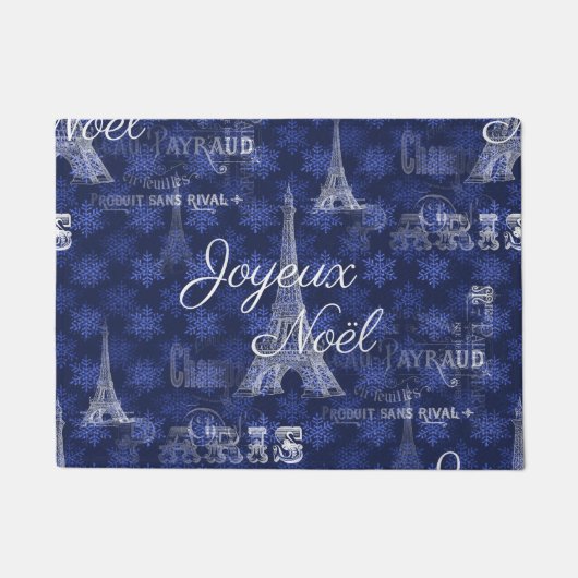 Paris Joyeux Noel Kerstblauw Doormat Deurmat (Voorkant)