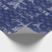 Paris Joyeux Noel Kerstblauw omslagpapier Cadeaupapier (Hoek)